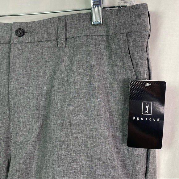 PGA Tour Flat Front Heather Gray Golf Shorts Active Waistband 38 NEW - Picture 3 of 7